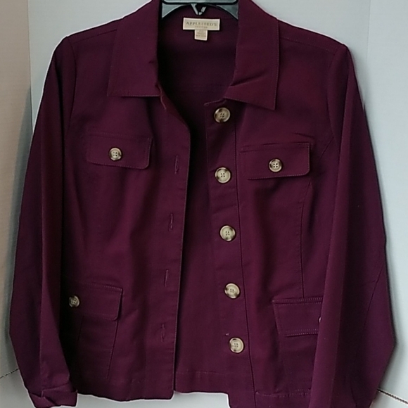 Appleseed's Jackets & Blazers - Appleseed's Wine Cotton/Spandex Classic Jacket PS